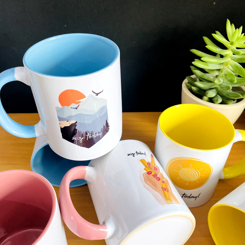 “Seize Today" COMBO: Pack of 3 Pastel Coffee MUGS